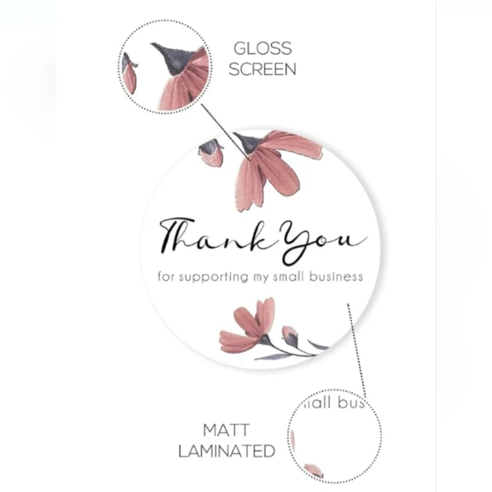 100 THANK YOU For Supporting My Small Business Stickers Peach Exotic Flow…